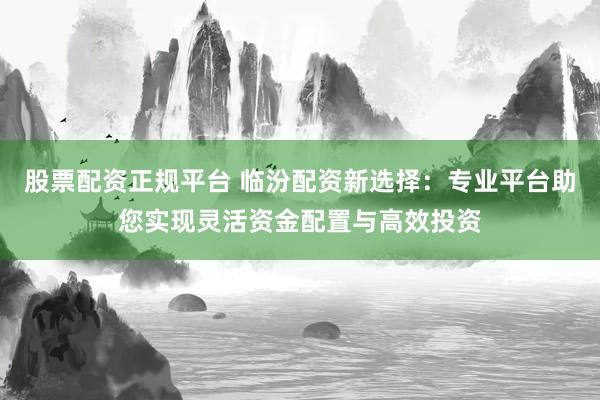 股票配资正规平台 临汾配资新选择：专业平台助您实现灵活资金配置与高效投资