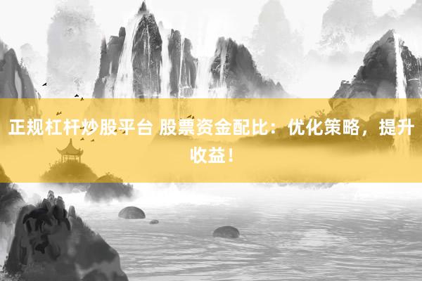 正规杠杆炒股平台 股票资金配比：优化策略，提升收益！