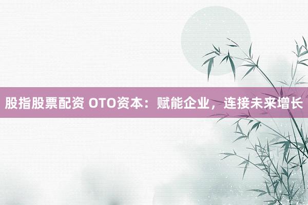股指股票配资 OTO资本：赋能企业，连接未来增长