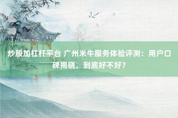 炒股加杠杆平台 广州米牛服务体验评测：用户口碑揭晓，到底好不好？