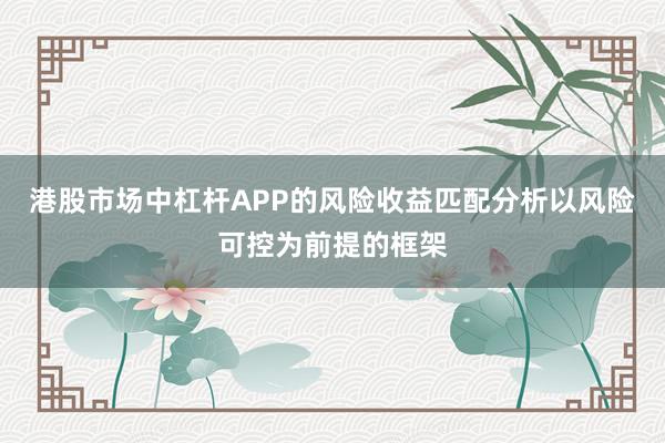 港股市场中杠杆APP的风险收益匹配分析以风险可控为前提的框架
