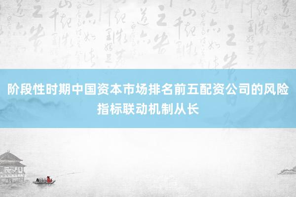 阶段性时期中国资本市场排名前五配资公司的风险指标联动机制从长