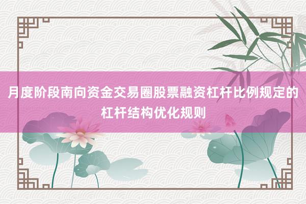 月度阶段南向资金交易圈股票融资杠杆比例规定的杠杆结构优化规则