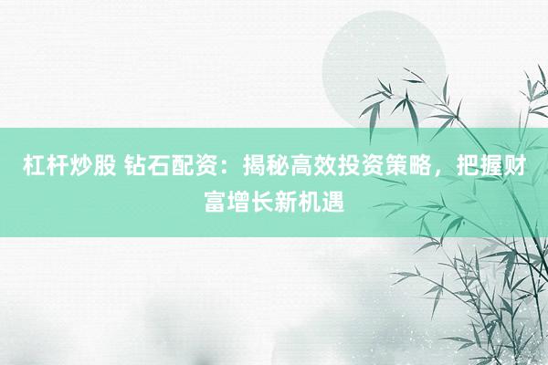 杠杆炒股 钻石配资：揭秘高效投资策略，把握财富增长新机遇
