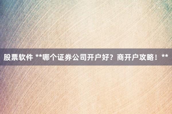 股票软件 **哪个证券公司开户好?商开户攻略!**