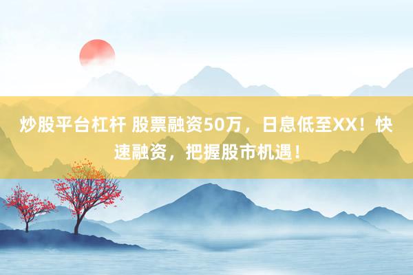 炒股平台杠杆 股票融资50万，日息低至XX！快速融资，把握股市机遇！