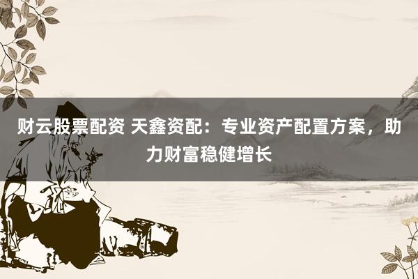 财云股票配资 天鑫资配：专业资产配置方案，助力财富稳健增长
