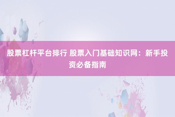 股票杠杆平台排行 股票入门基础知识网：新手投资必备指南